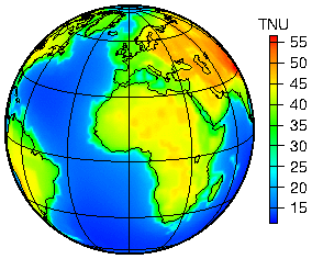 Total (crust+mantle) geoneutrino flux at Earth's surface. Animation of Fig. 4a from Šrámek et al. EPSL 2013.